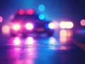 Blurred background of police flashing lights at the crime scene illustration