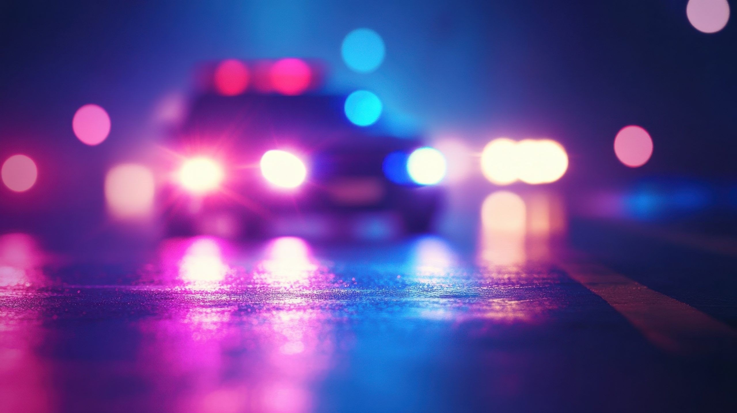Blurred background of police flashing lights at the crime scene illustration